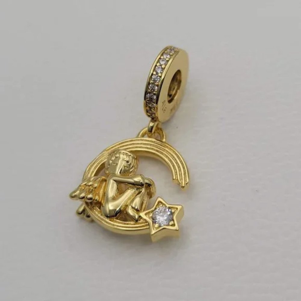 Pandora 18k Shine Angel and Shooting Star Pendant Charm #768483C01